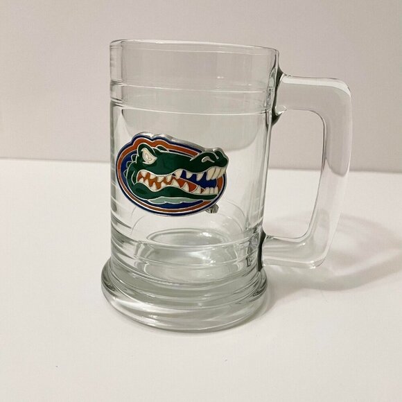 University of Florida Gators Glass Beer Mug with Metal Emblem - Picture 1 of 16